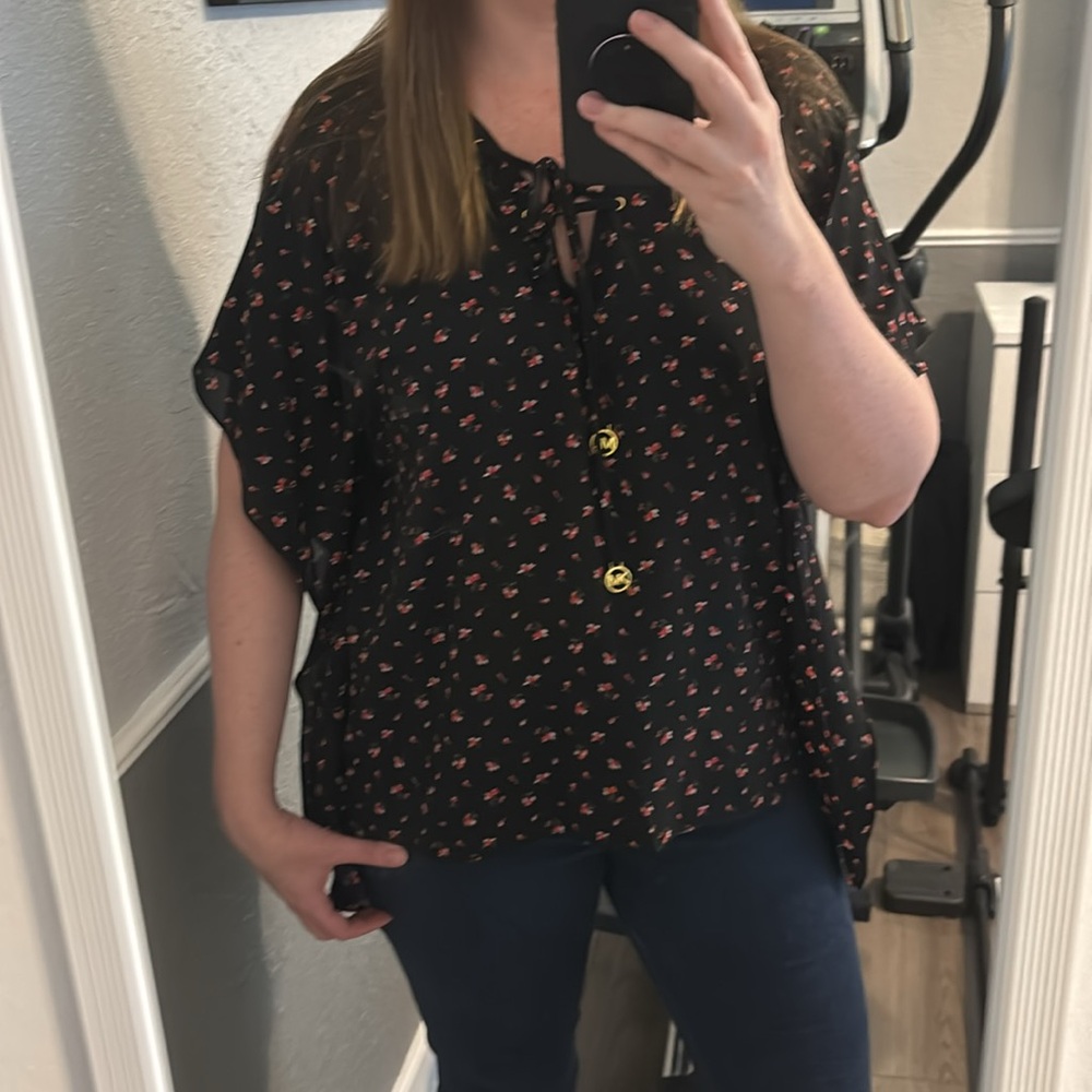 MICHAEL Michael Kors Black and Red Floral Blouse - Picture 5 of 5
